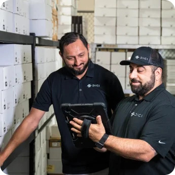 Digi employees taking inventory