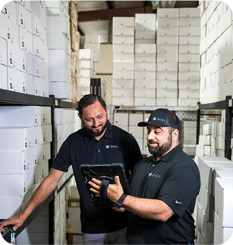 Digi employees taking inventory
